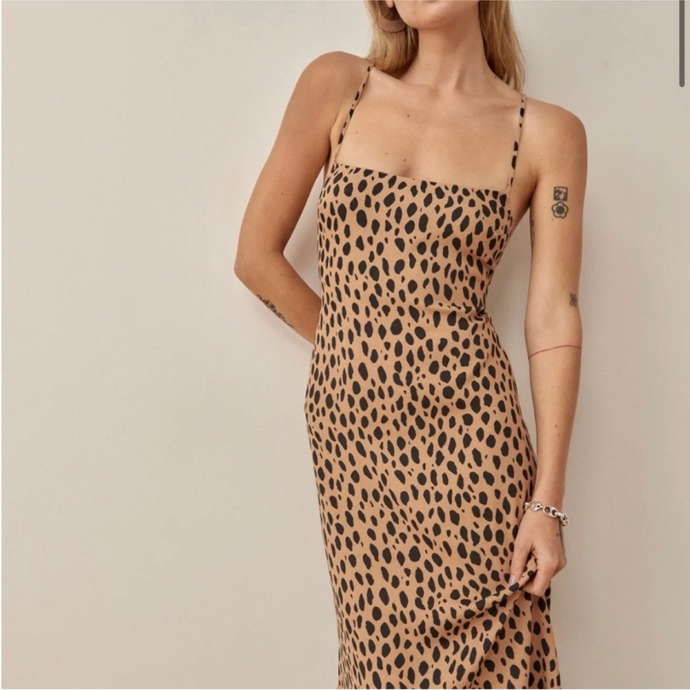 Reformation Brown and Black Midi Dress